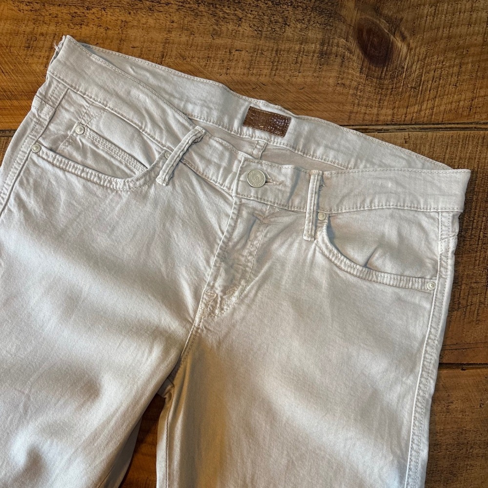 MOTHER Womens The Rascal Fray Painted Ladies Cropped Khaki/Gray Pants Size 27